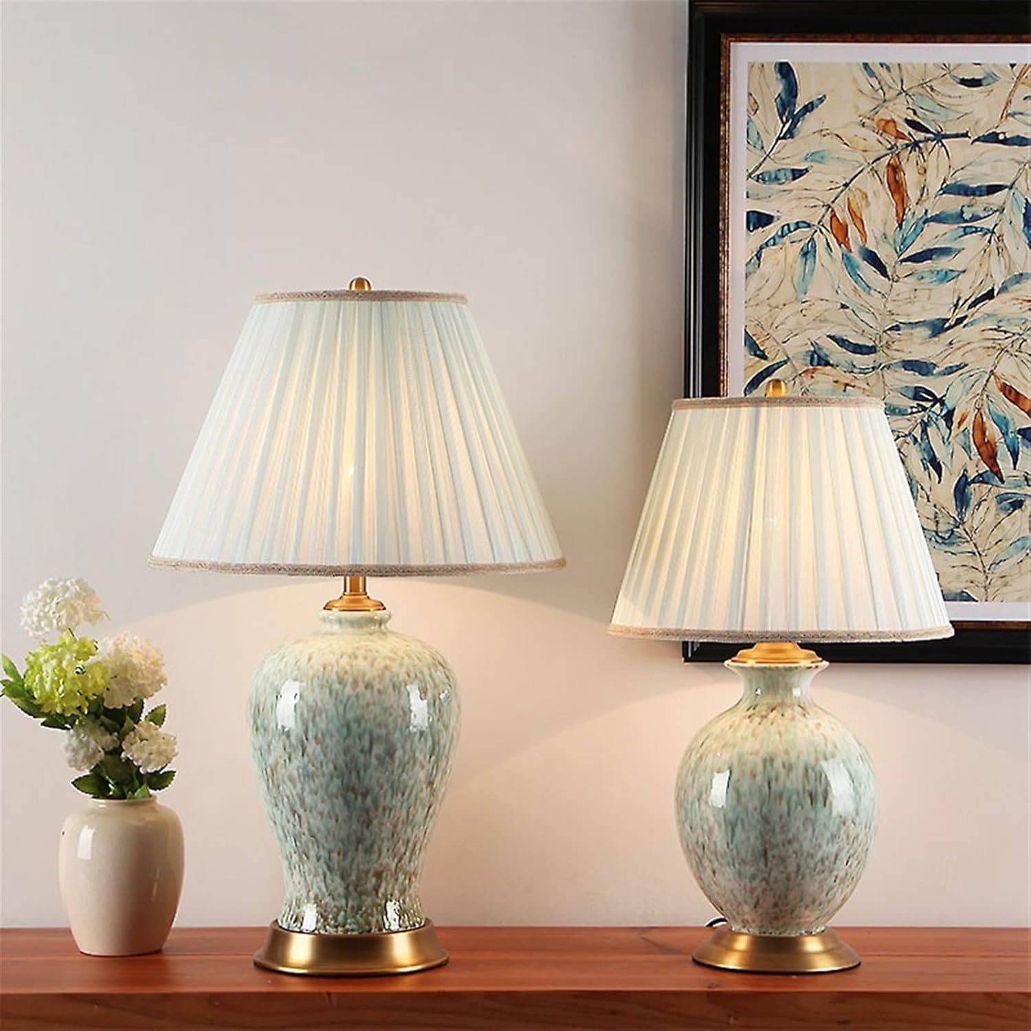 Modern Luxury Ceramic Bedside Table Lamp — Gold, Brass Base