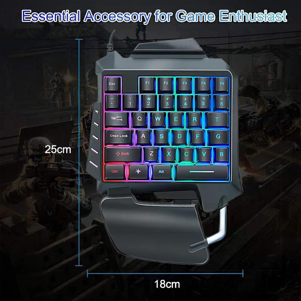 Talenxia One-Handed Gaming Keyboard with RGB Backlight
