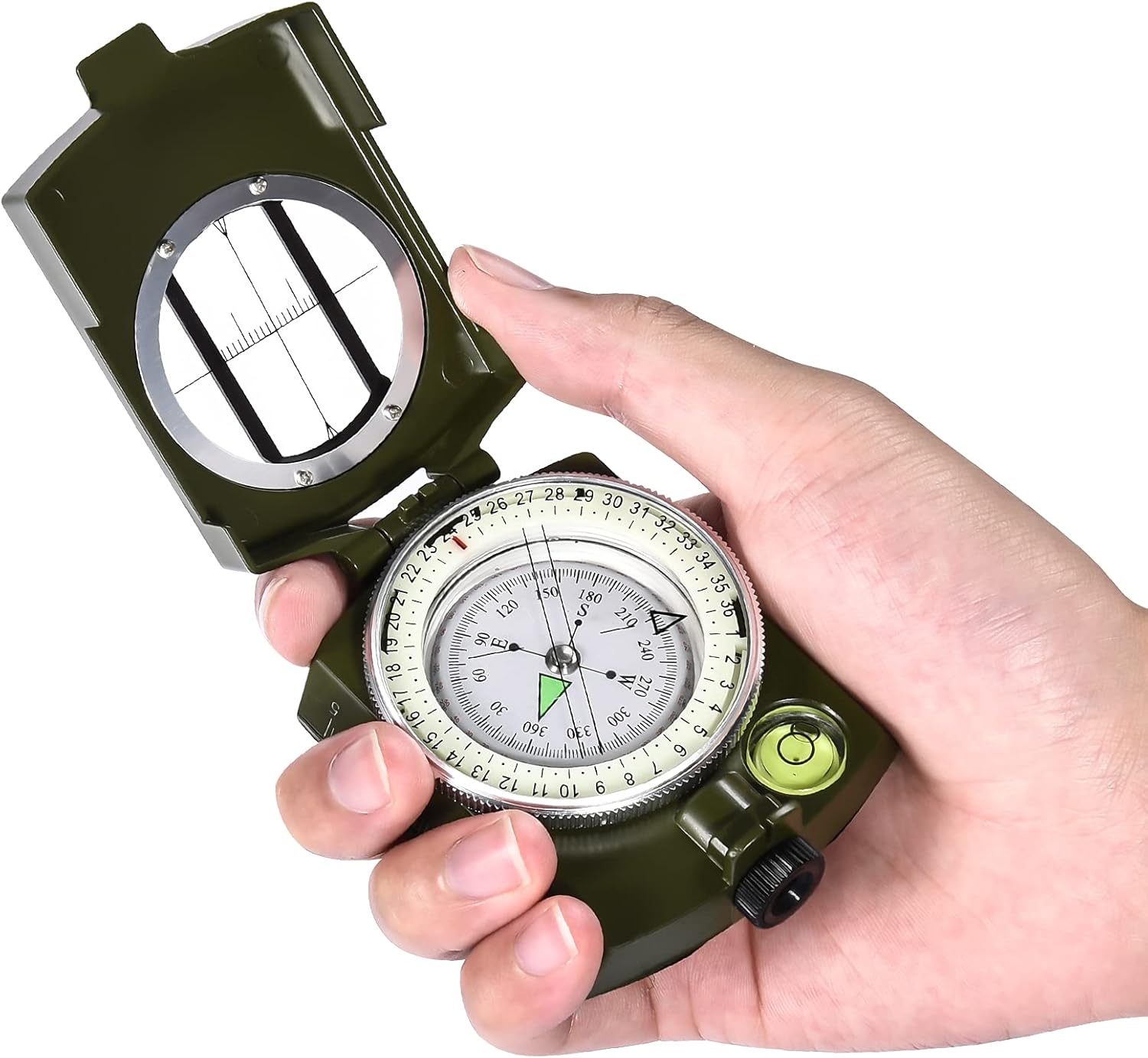 ZYD-XCCC Military Lensatic Compass — Waterproof & Shockproof, Army Green