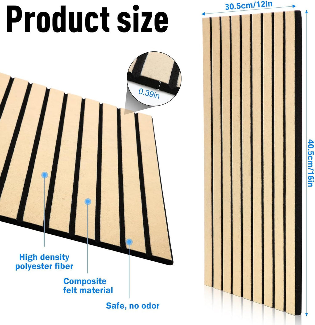 12-Pack Acoustic Wall Panels — Self-Adhesive, Soundproof, Khaki
