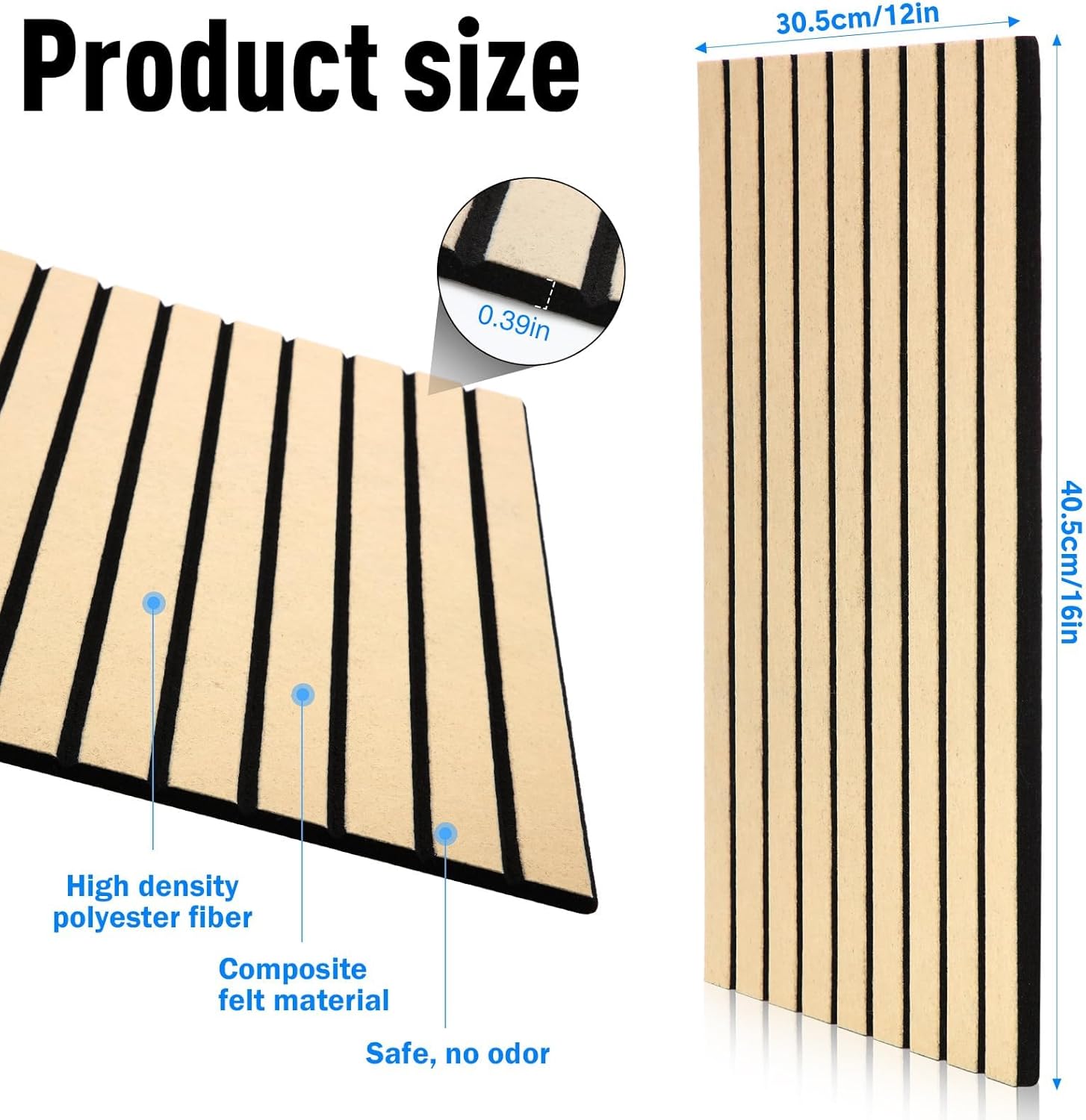12-Pack Acoustic Wall Panels — Self-Adhesive, Soundproof, Khaki
