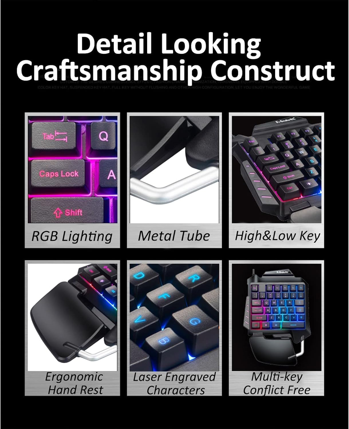 Talenxia One-Handed Gaming Keyboard with RGB Backlight