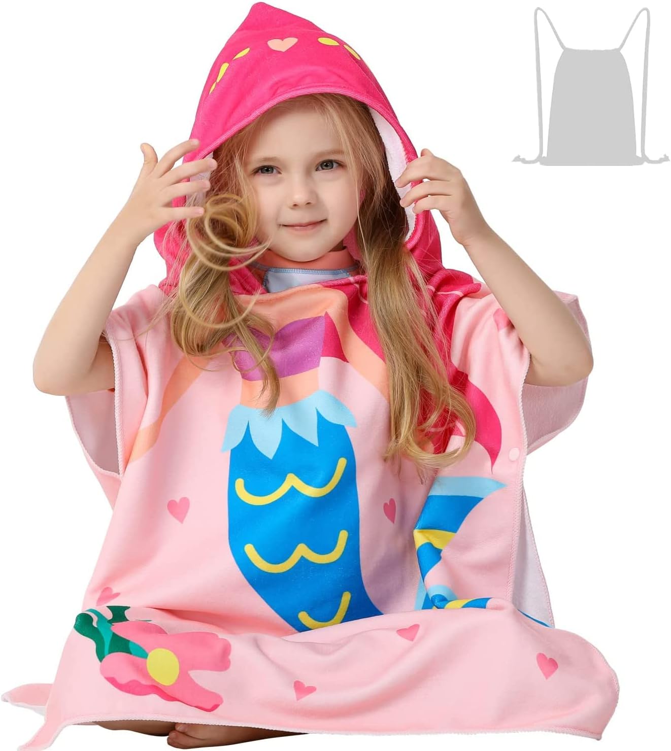 Soft Microfiber Kids Bath Towel with Hood – Large