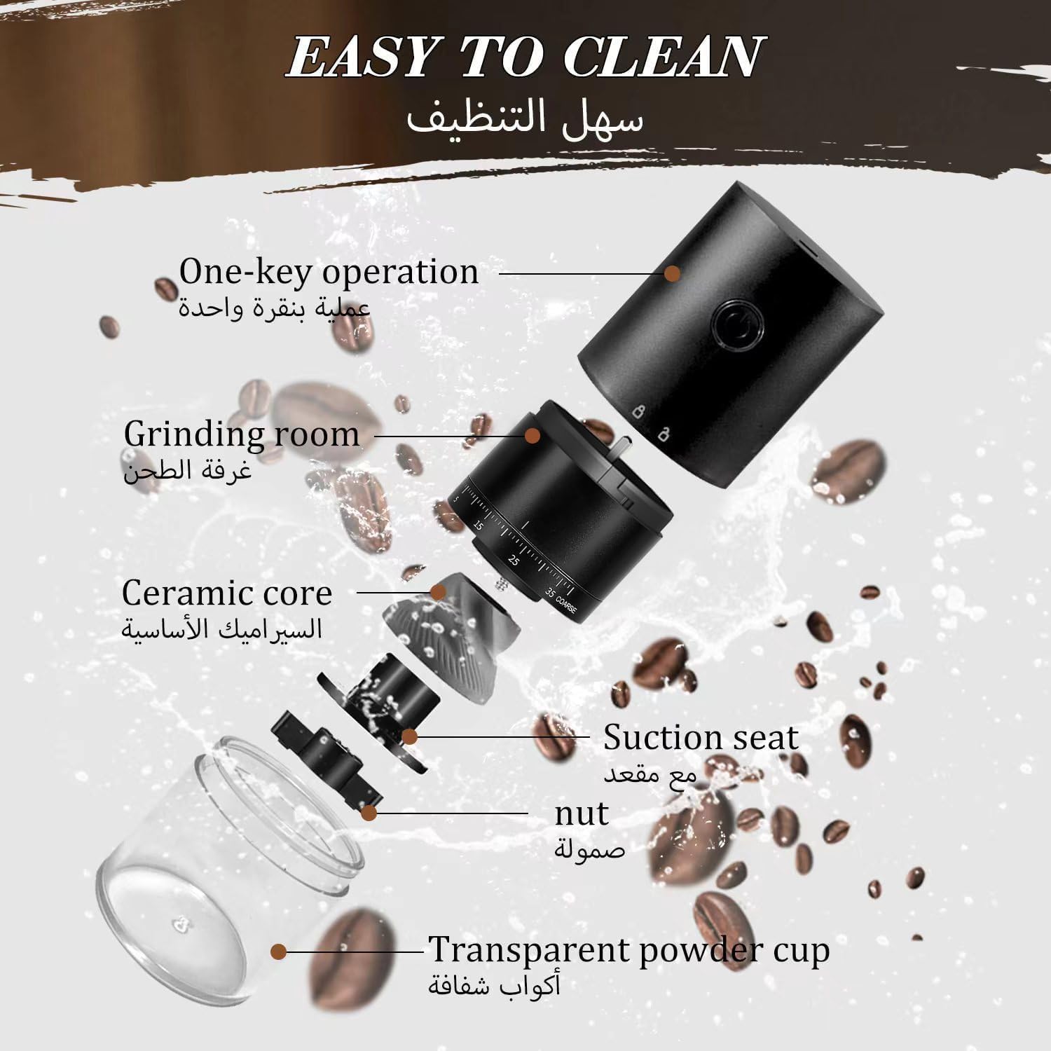 X-Chemos Electric Coffee Grinder, Portable, 38 Settings