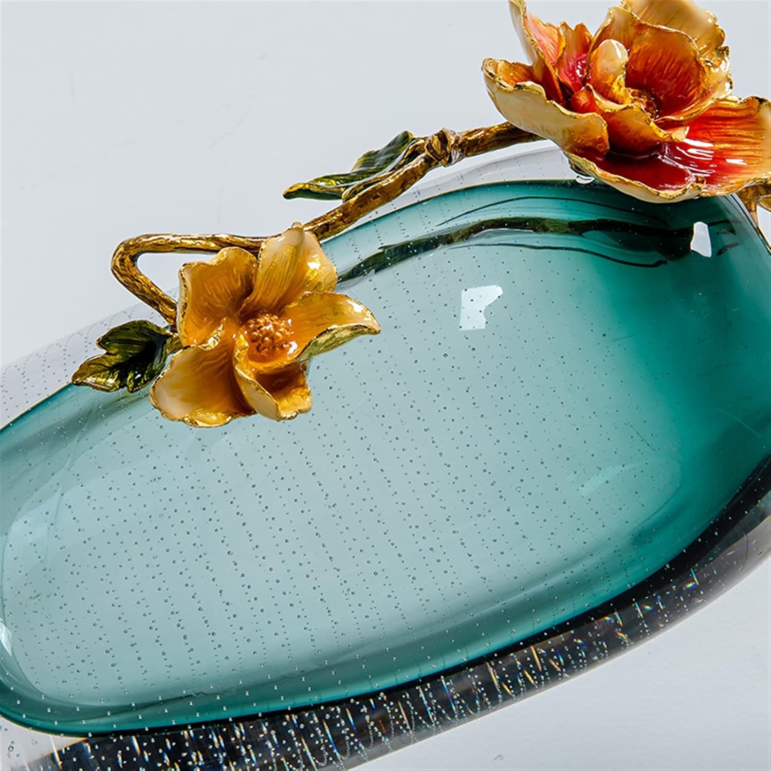 Luxury Chinese-Style Glass Flower Vase — Colorful Enamel, Thick Crystal Design