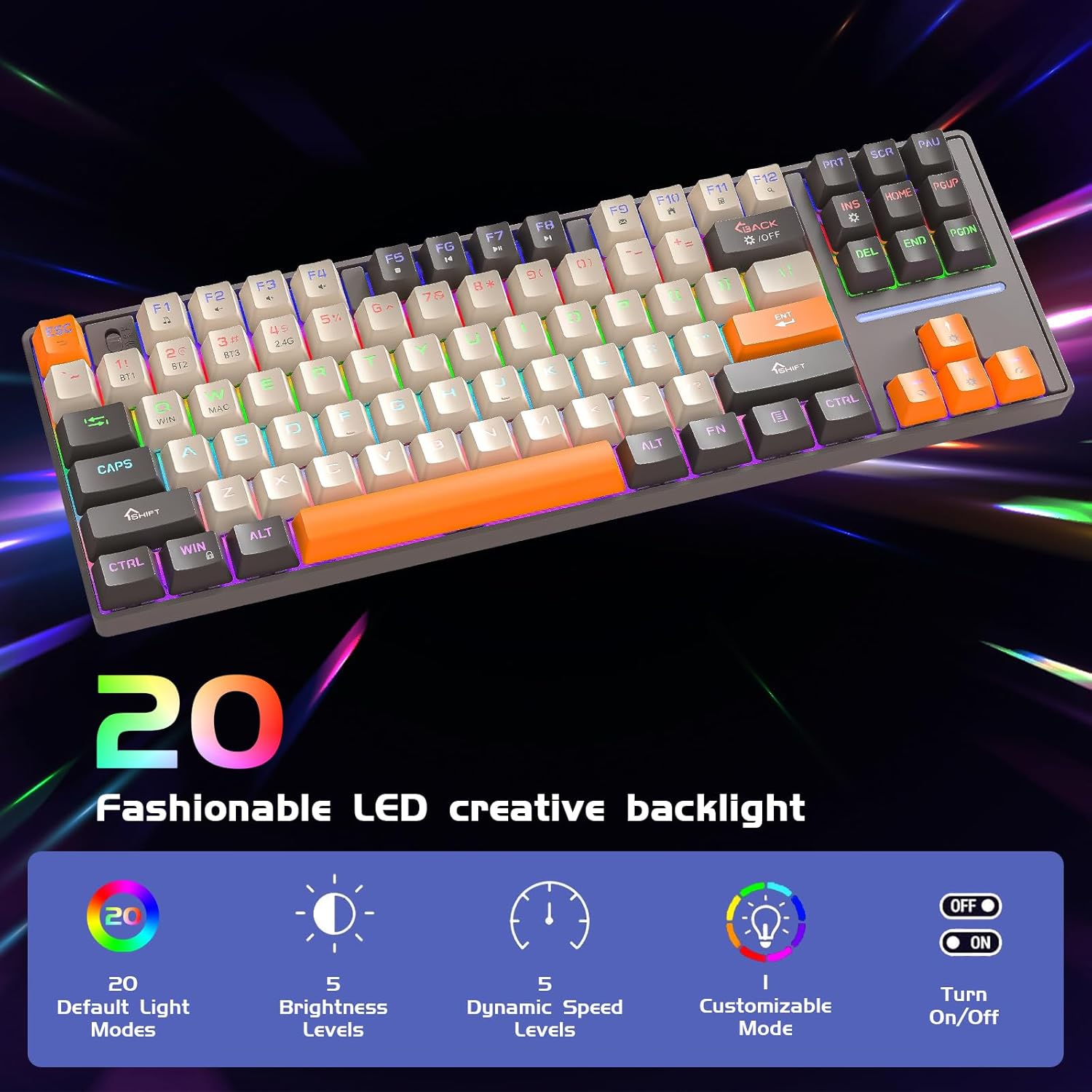 Yourkuro MK87 Bluetooth Gaming Keyboard with Backlight