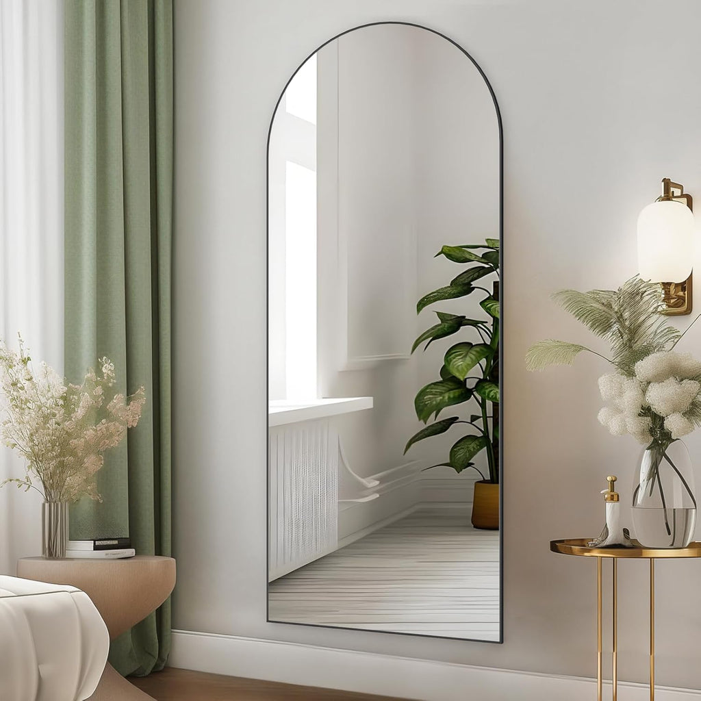 Caslando Arched Full-Length Floor Mirror — 165x60 cm, Black Frame
