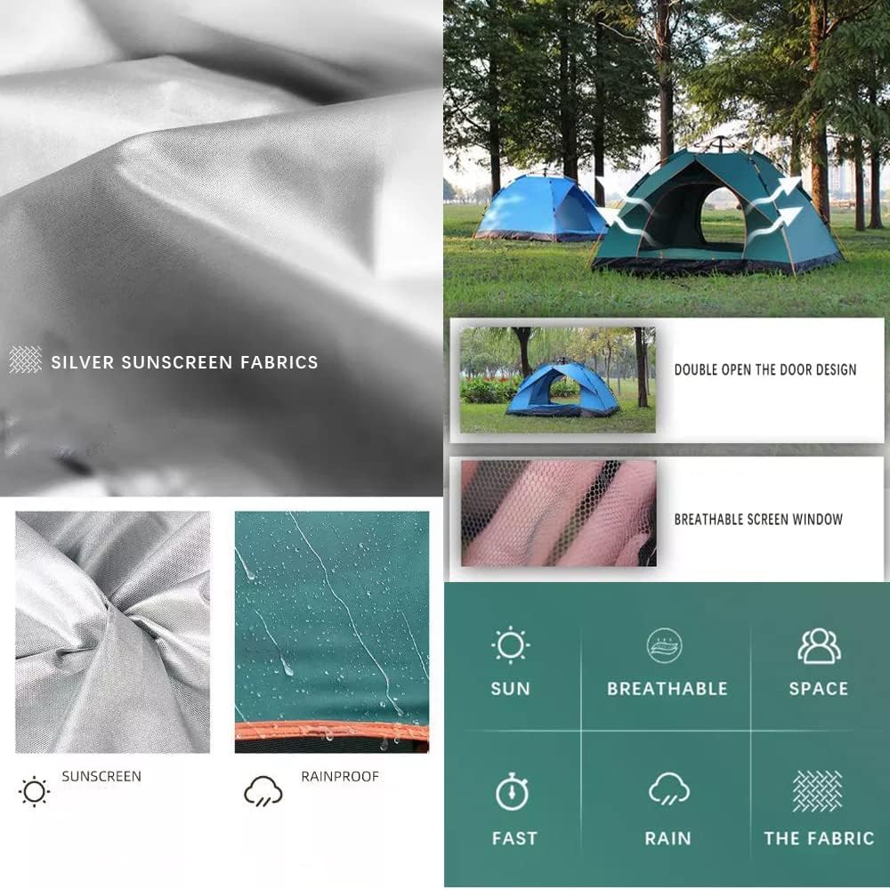 DMG Instant Camping Tent — 3-4 Person, Waterproof & UV-Proof, Green