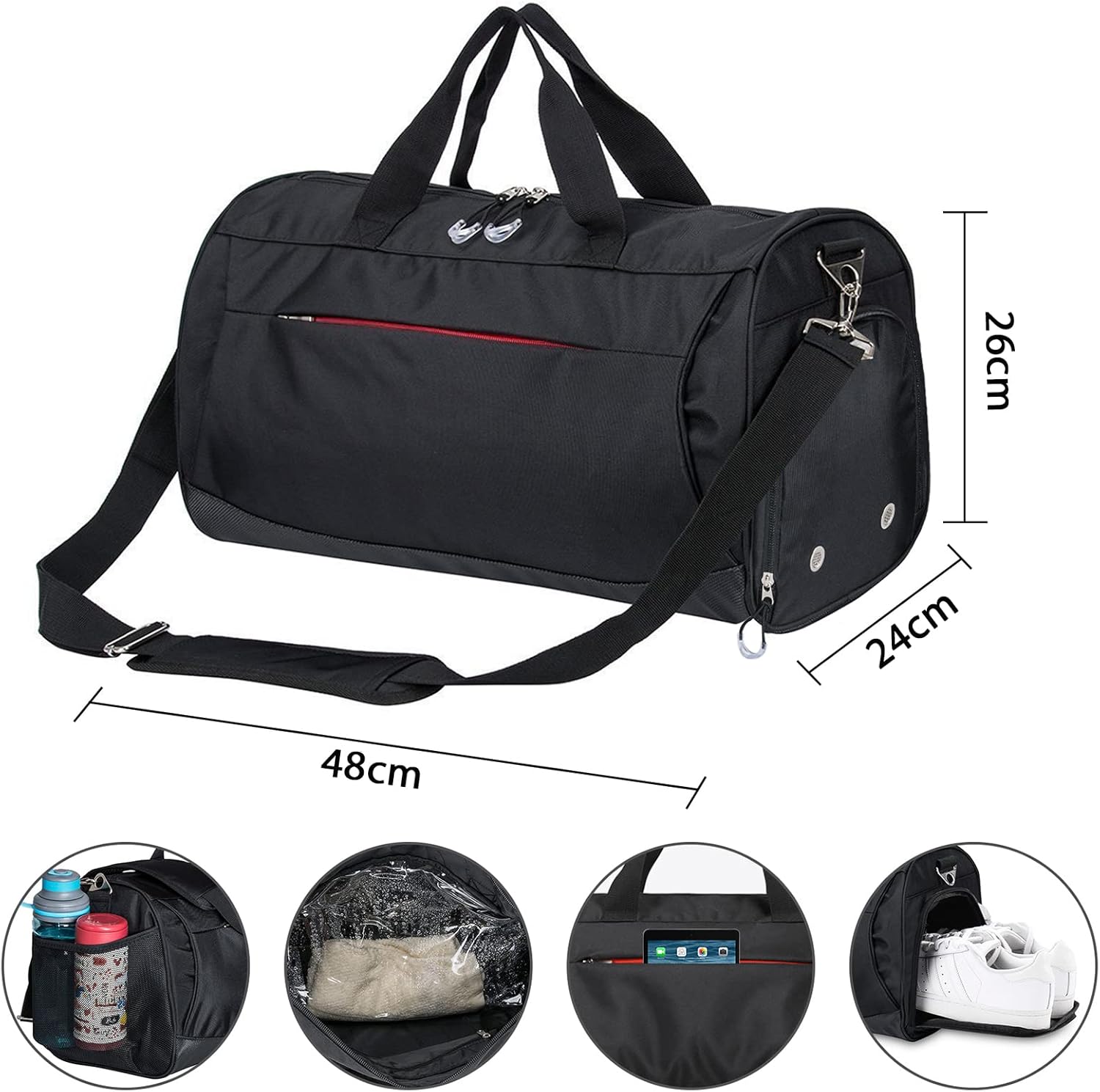 Ousian Gym Duffel Bag with Shoe Compartment