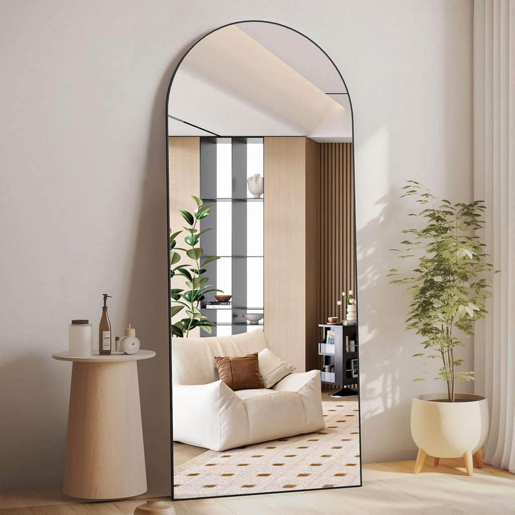 Caslando Arched Full-Length Floor Mirror — 165x60 cm, Black Frame