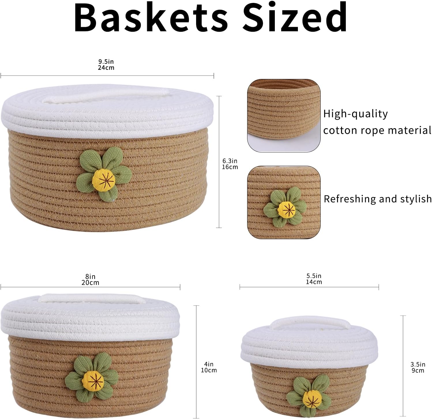 Tenibralox 3-Piece Woven Storage Baskets with Lids