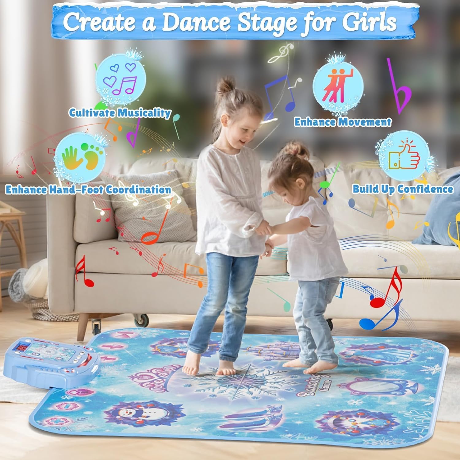 Frozen Dance Mat for Kids — Bluetooth, LED Lights & Music