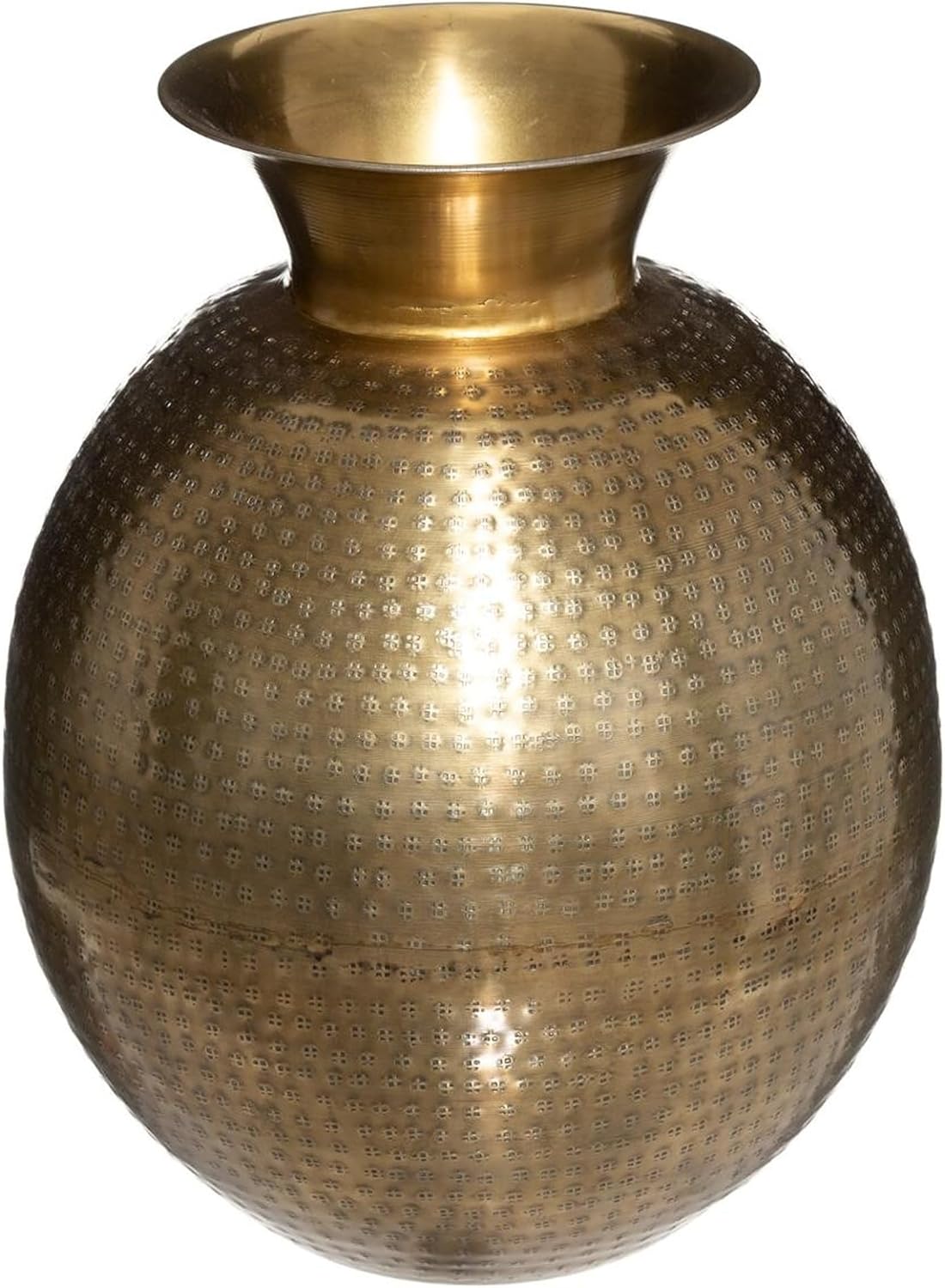 Atmosphera Gold Hammered Metal Vase — 40 cm