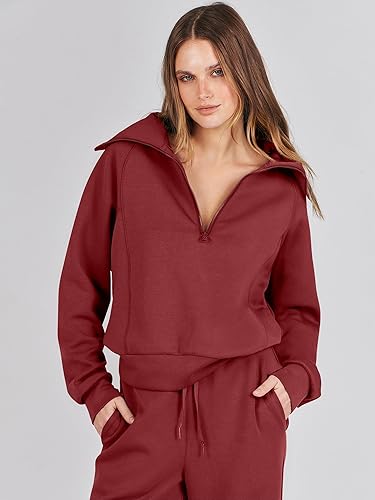 Enrabess Women's 2-Piece Lounge Set — Half-Zip Sweatshirt & Wide-Leg Pants