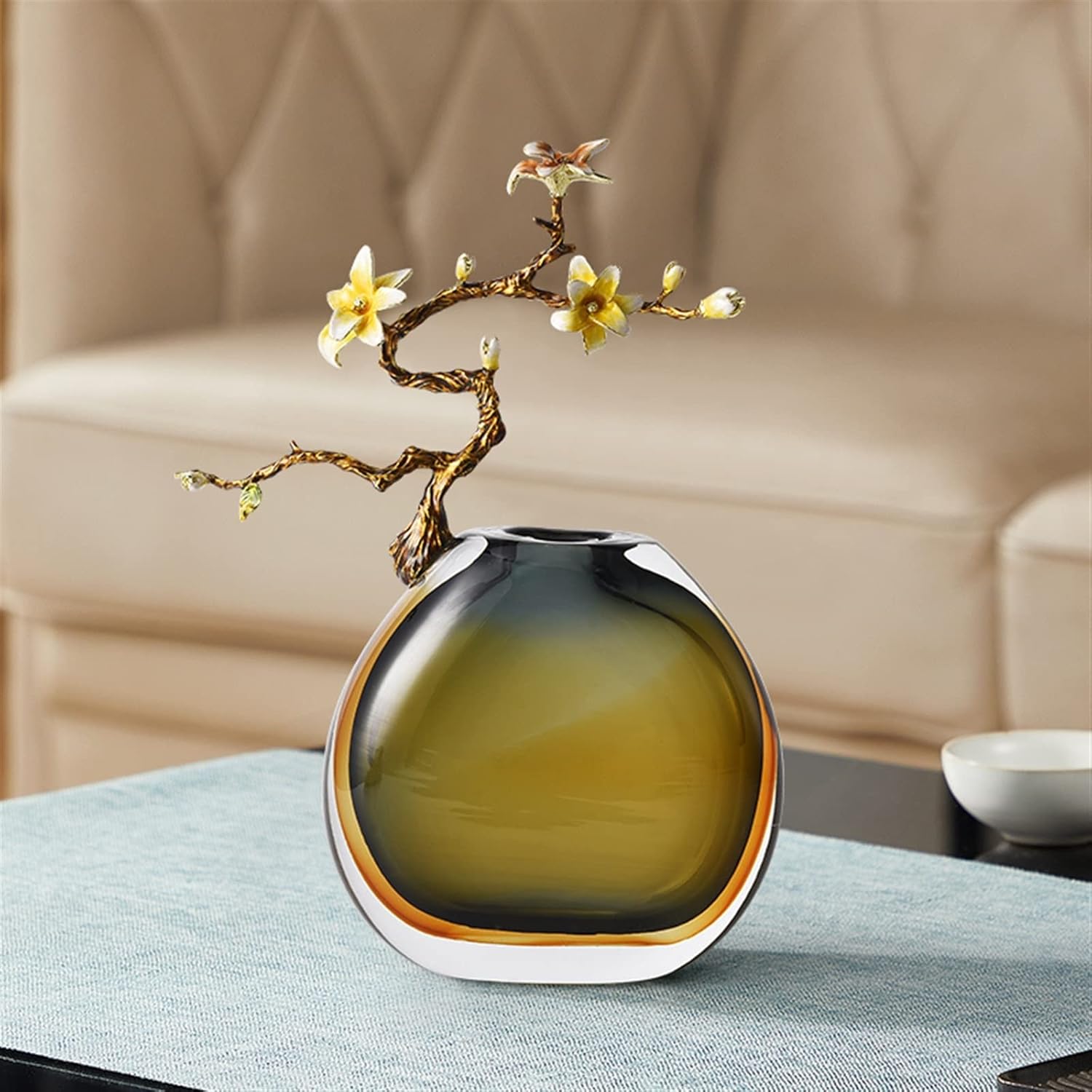 Modern Luxury Glass Flower Vase — Thick Crystal Design, Small Size