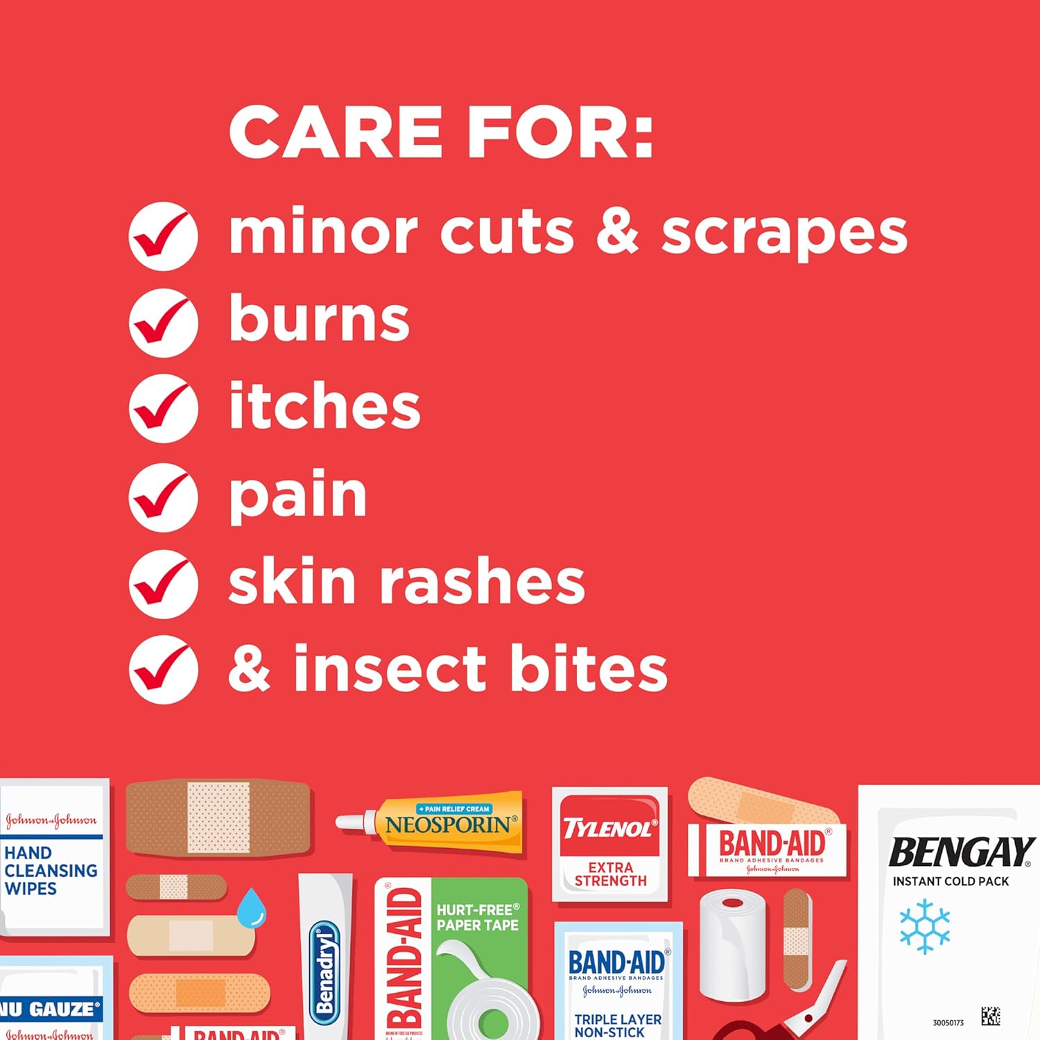 Johnson & Johnson Compact First Aid Kit — 160-Piece, Portable & Multi-Purpose