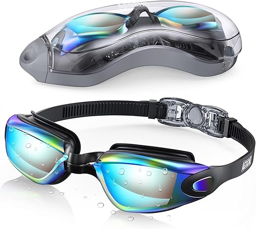 Aegend Swim Goggles — Anti-Fog, Leak-Proof, UV Protection, Blue/Black