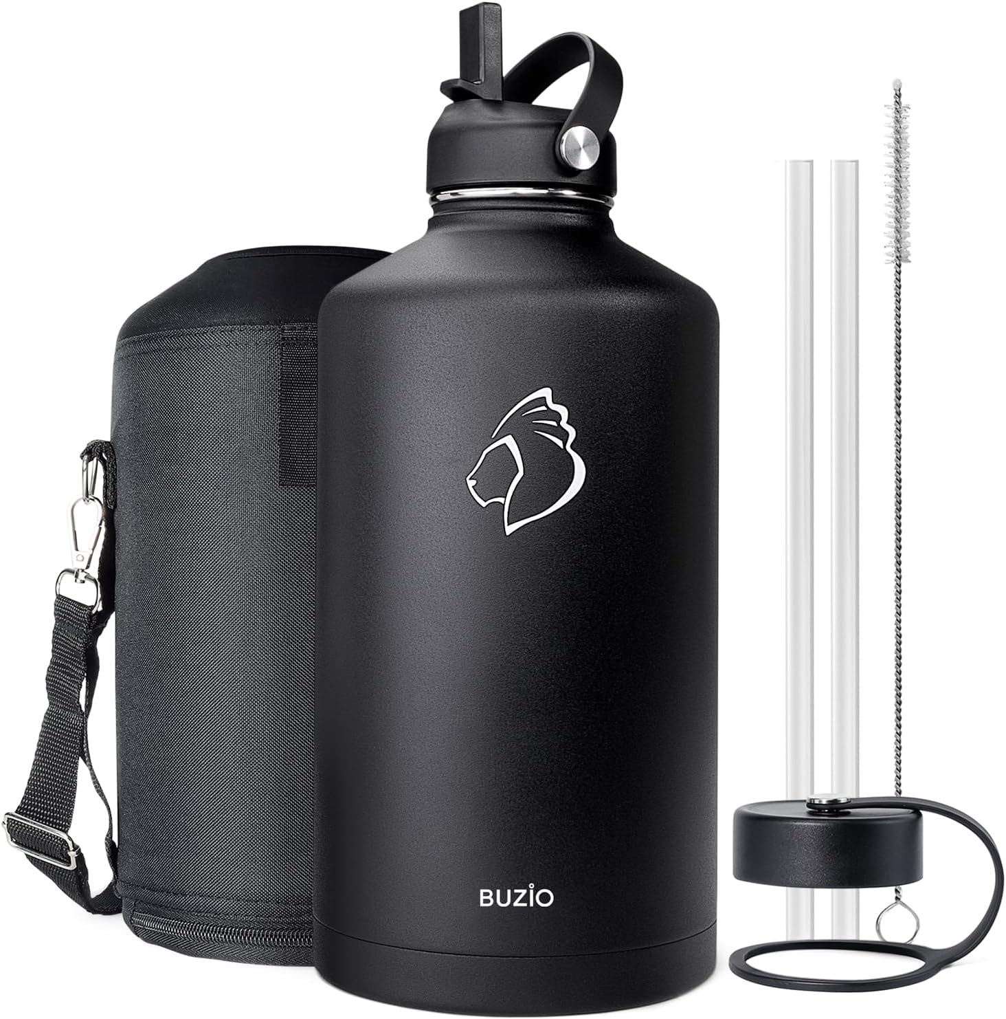 Buzio 1-Gallon Stainless Steel Water Bottle with Straw