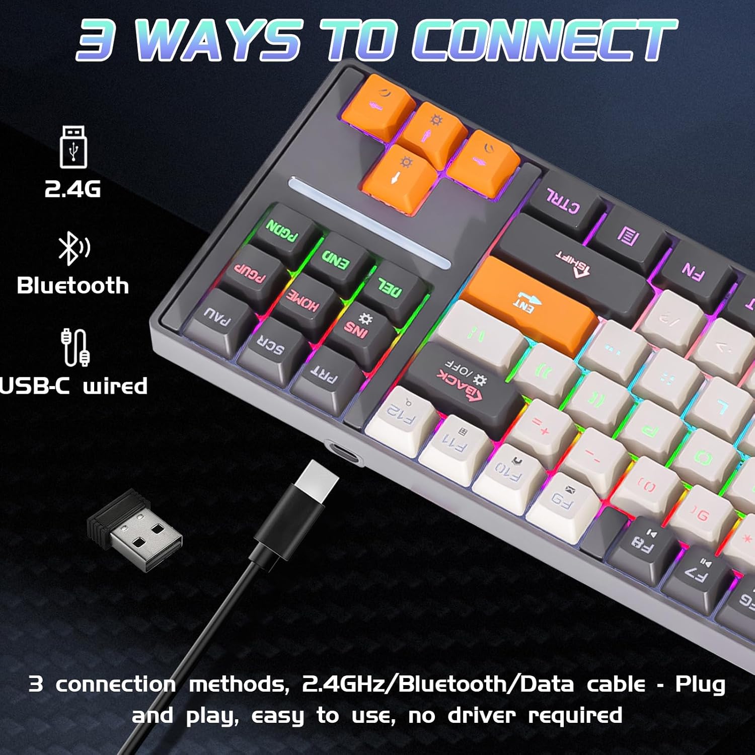 Yourkuro MK87 Bluetooth Gaming Keyboard with Backlight