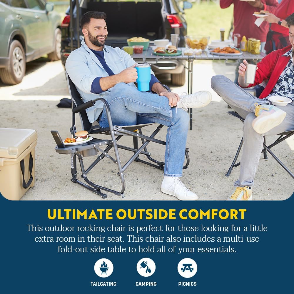 GCI Outdoor Freestyle Rocker XL Chair with Side Table — Cinnamon, Nylon
