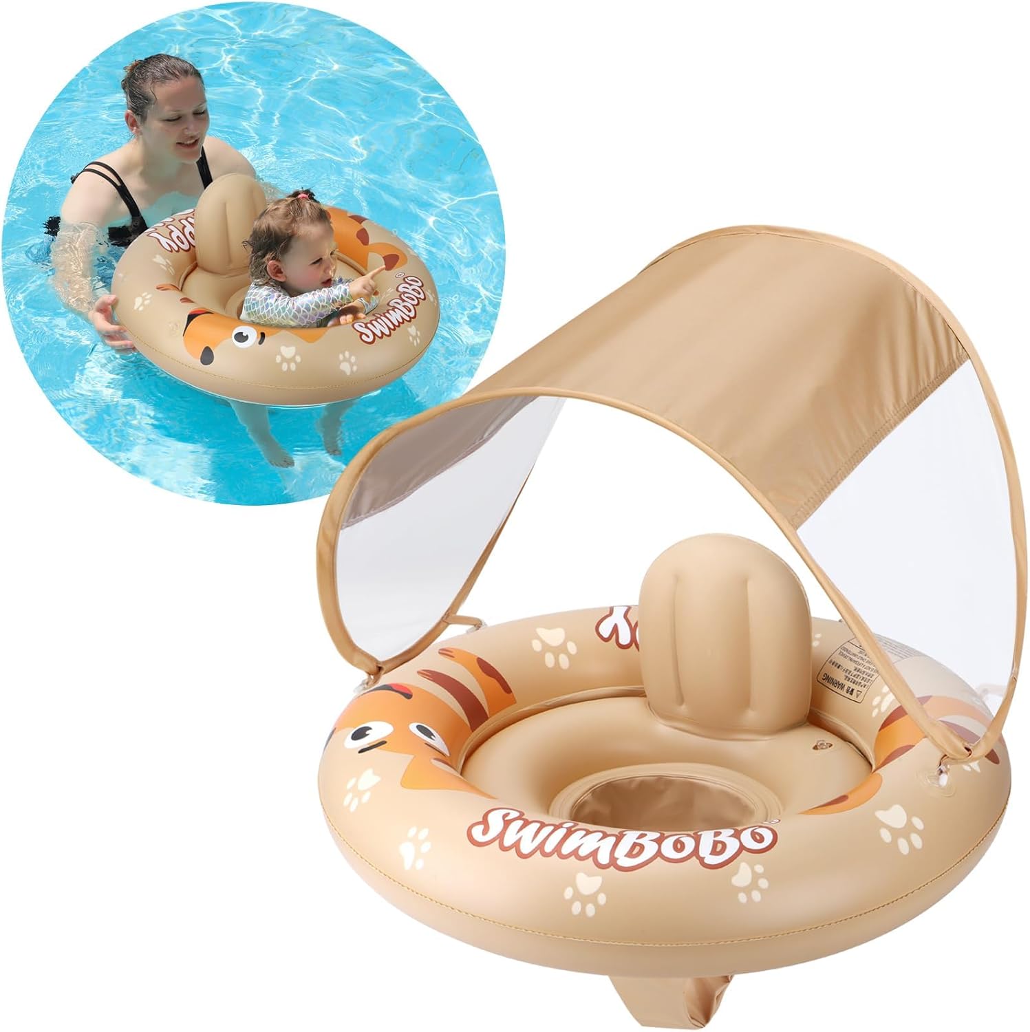Inflatable Baby Pool Float with Seat and Sunshade