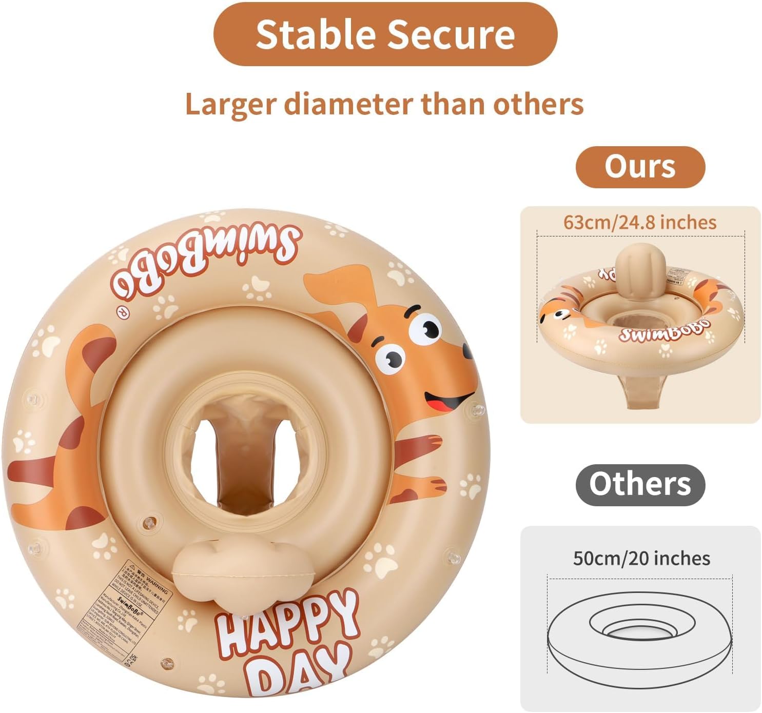 Inflatable Baby Pool Float with Seat and Sunshade