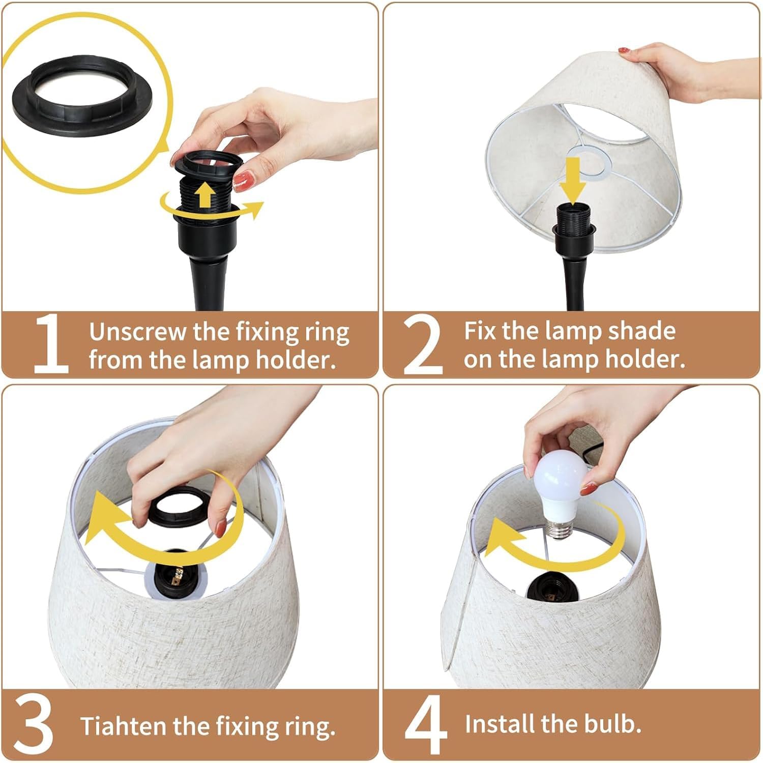 Mylind Touch Bedside Table Lamp — 3-Way Dimmable, Fabric Shade, Includes Bulb