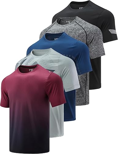 5-Pack Men's Quick-Dry Athletic T-Shirts — Short Sleeve, Gym & Running