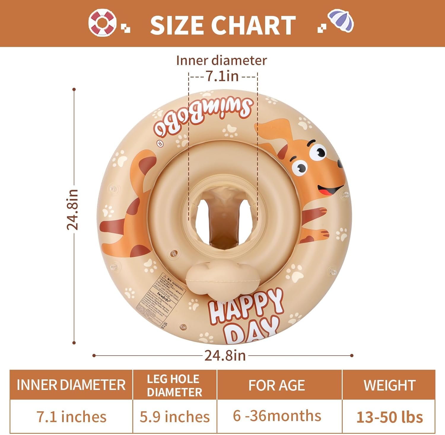 Inflatable Baby Pool Float with Seat and Sunshade