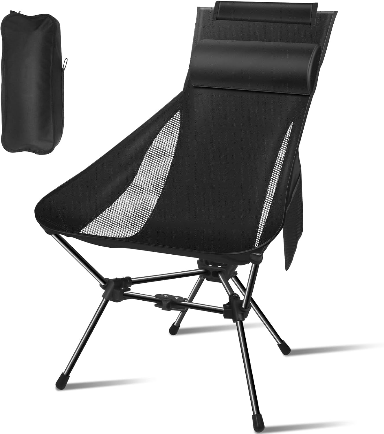 GITU Camping Chair — Portable Folding Chair with Headrest & Storage Bag