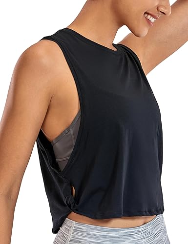 CRZ YOGA Women's Pima Cotton Crop Tank — Sleeveless Workout & Yoga Top