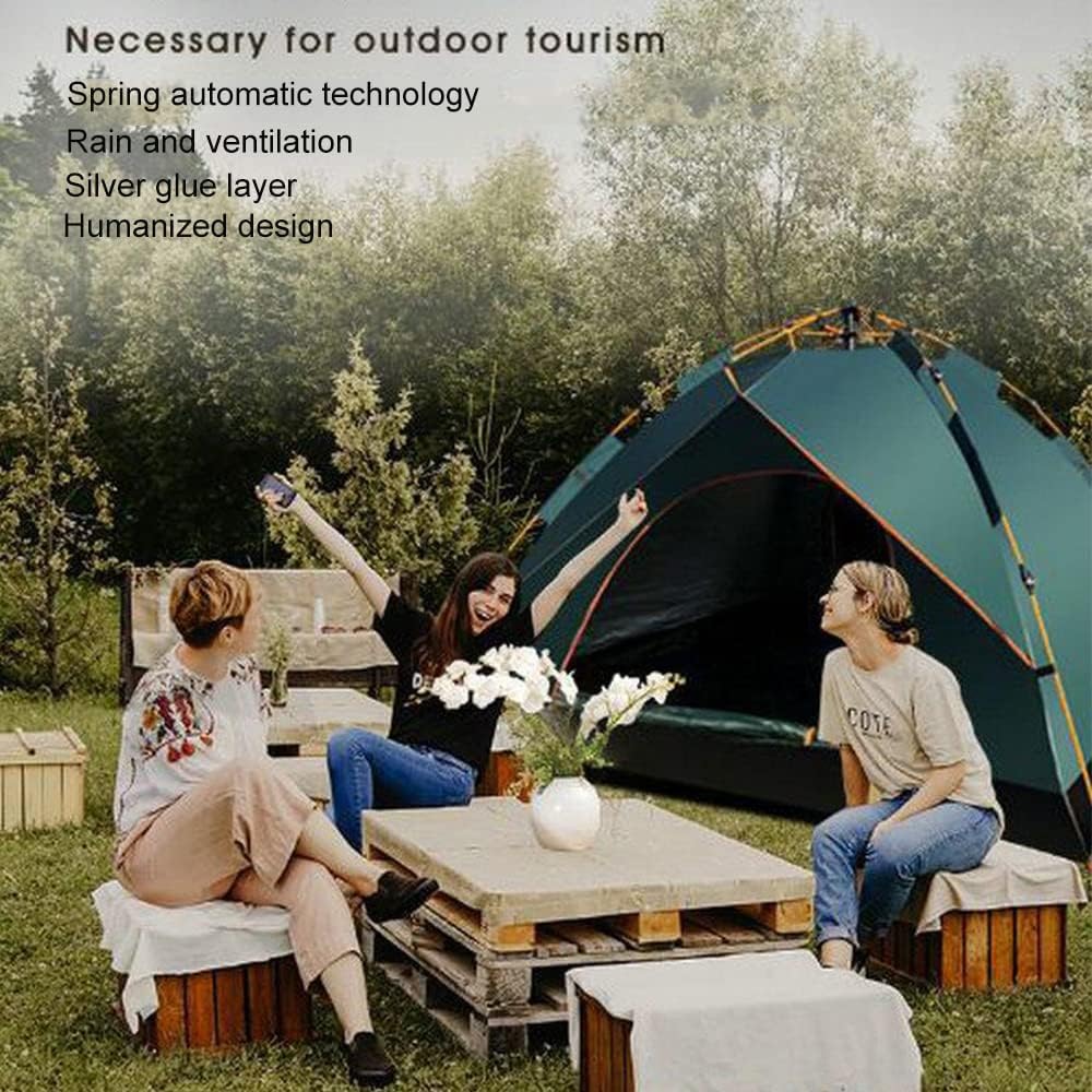 DMG Instant Camping Tent — 3-4 Person, Waterproof & UV-Proof, Green