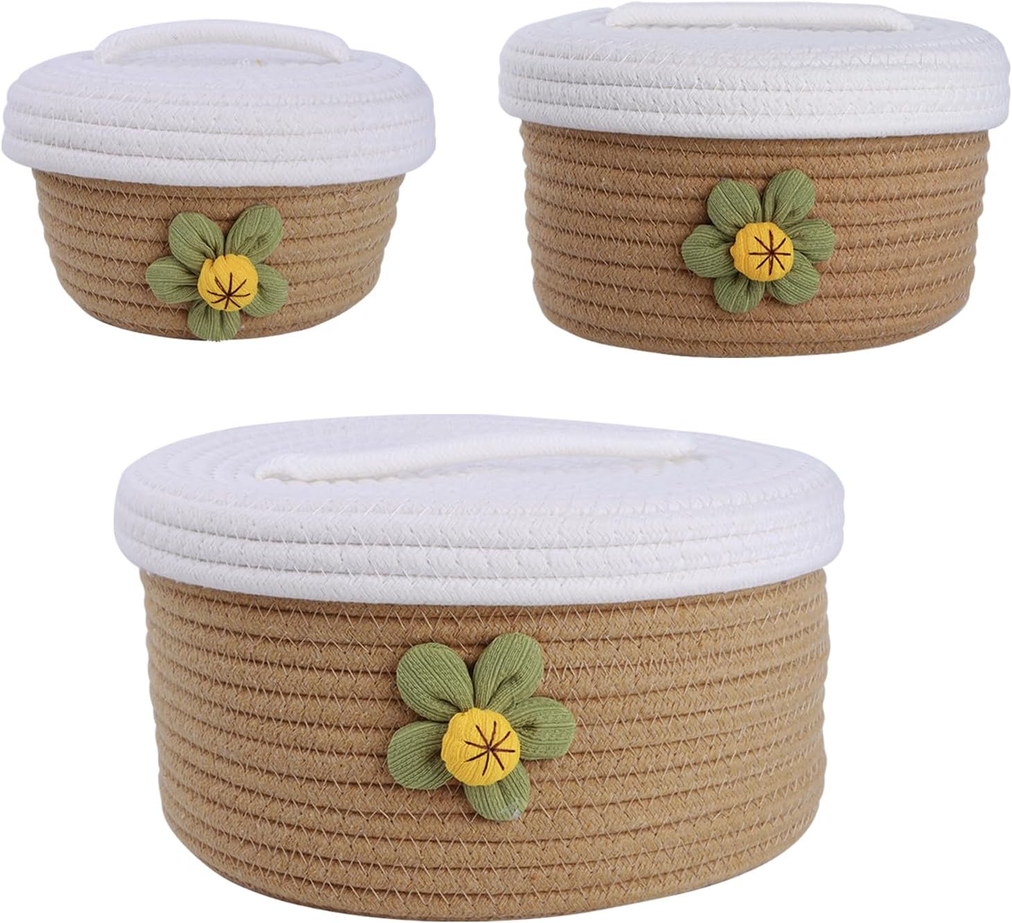 Tenibralox 3-Piece Woven Storage Baskets with Lids
