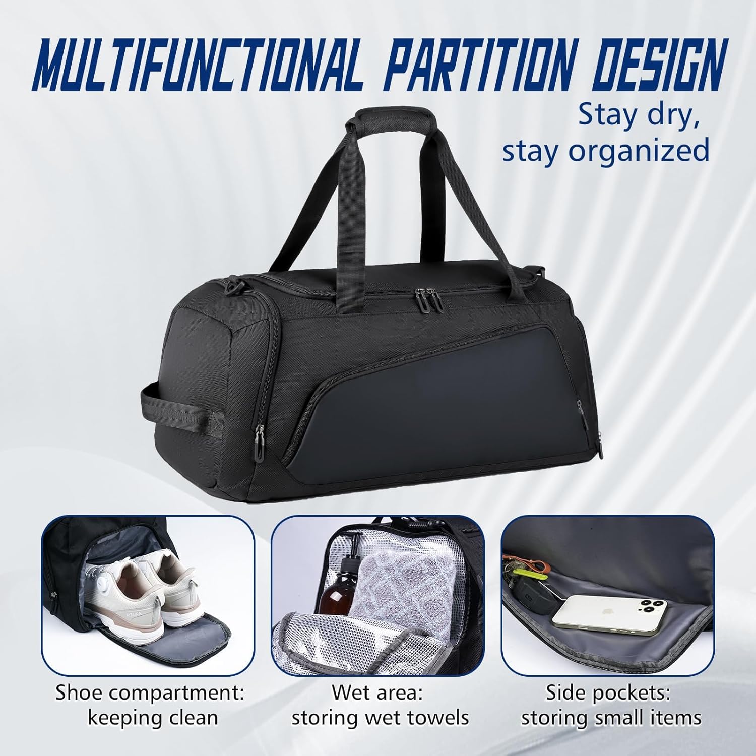 Oxford Travel Duffel Bag with Shoe & Wet Pocket
