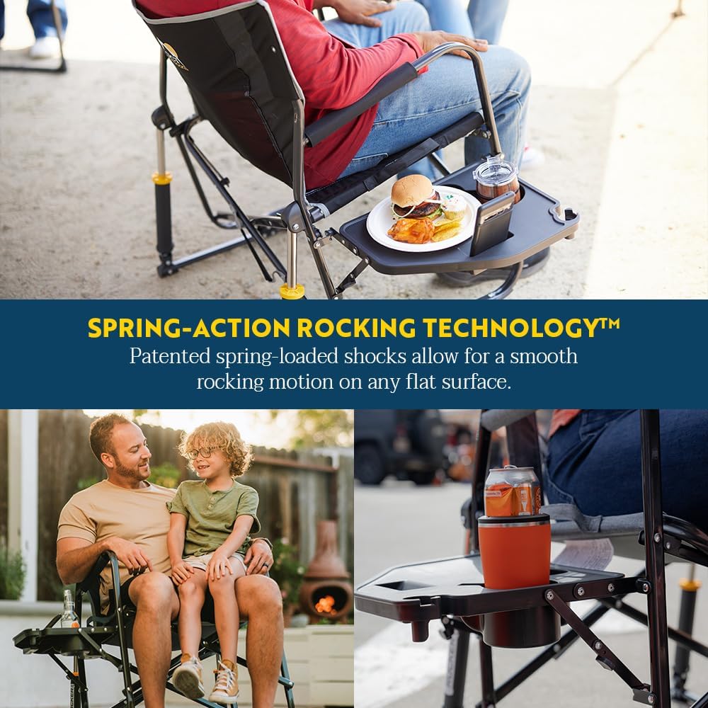 GCI Outdoor Freestyle Rocker XL Chair with Side Table — Cinnamon, Nylon