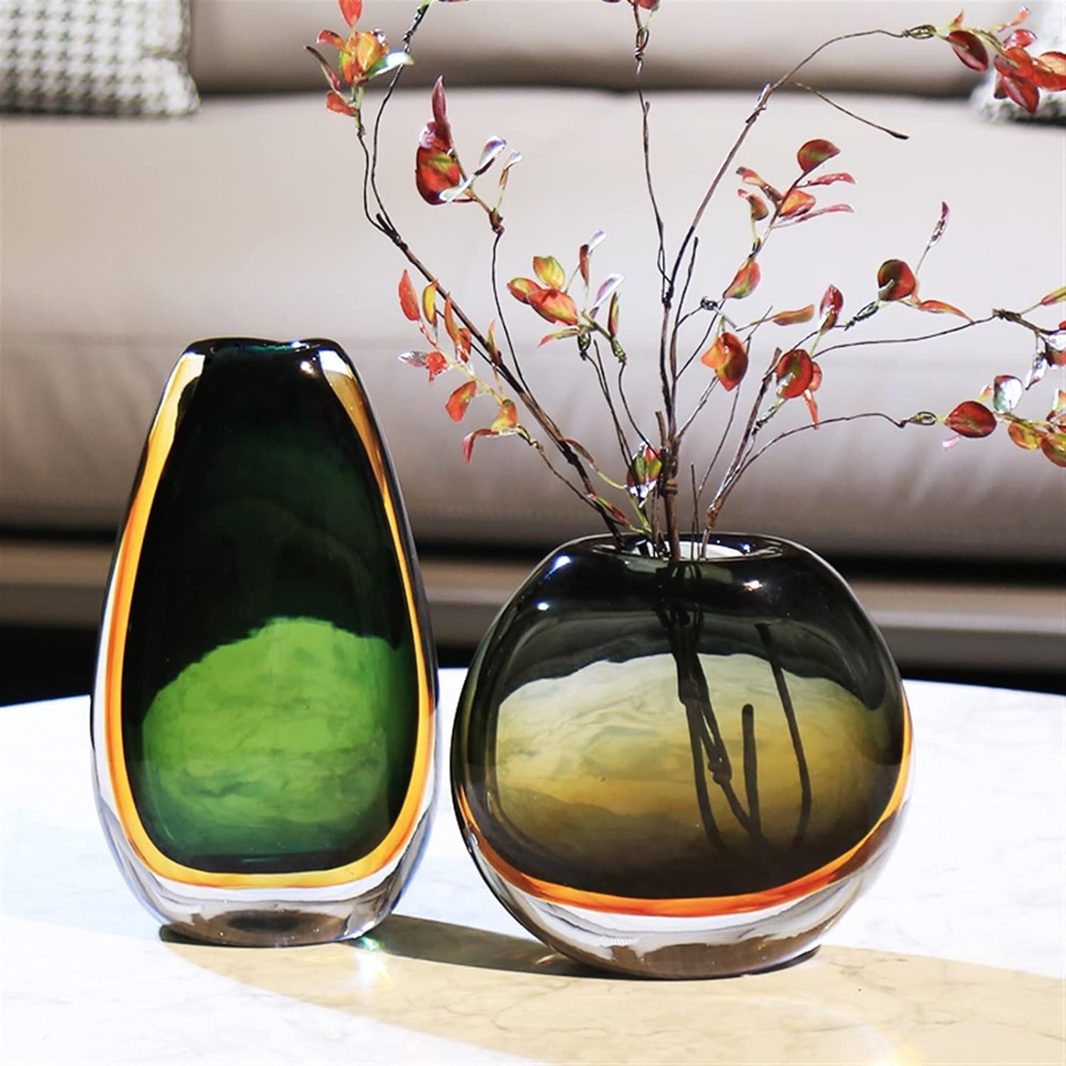Luxury Glass Flower Vase — Elegant Decorative Piece for Living Room & Balcony