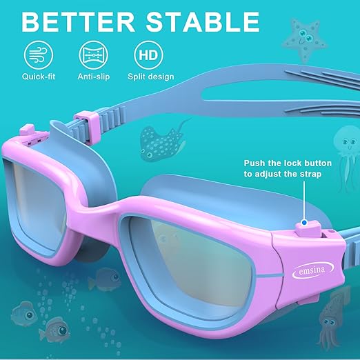 Amsena Kids Swim Goggles — Anti-Fog, Ages 7–12