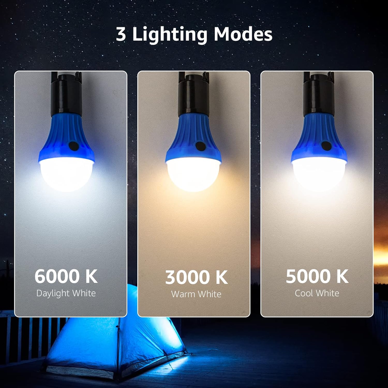 LEPRO LED Camping Lantern — 3 Light Modes, Foldable, 4-Pack