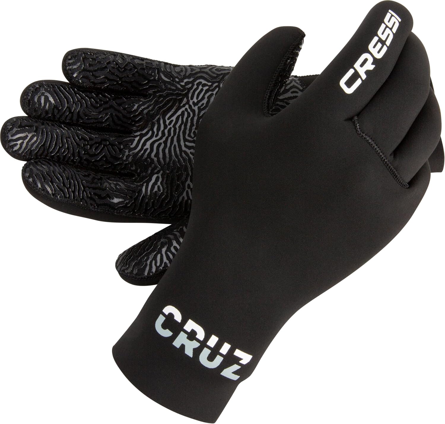 Cressi Cruz 3mm Dive Gloves — Neoprene, Black, Non-Slip Palm