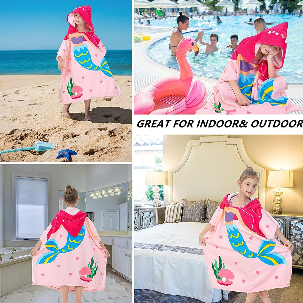 Soft Microfiber Kids Bath Towel with Hood – Large