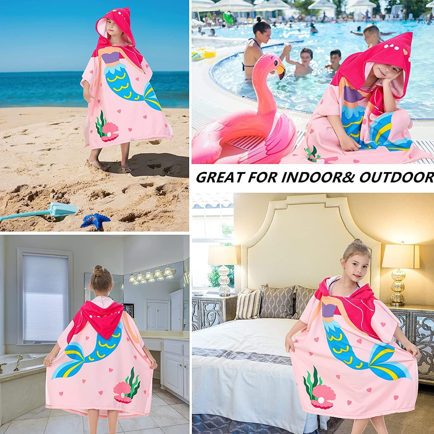 Soft Microfiber Kids Bath Towel with Hood – Large