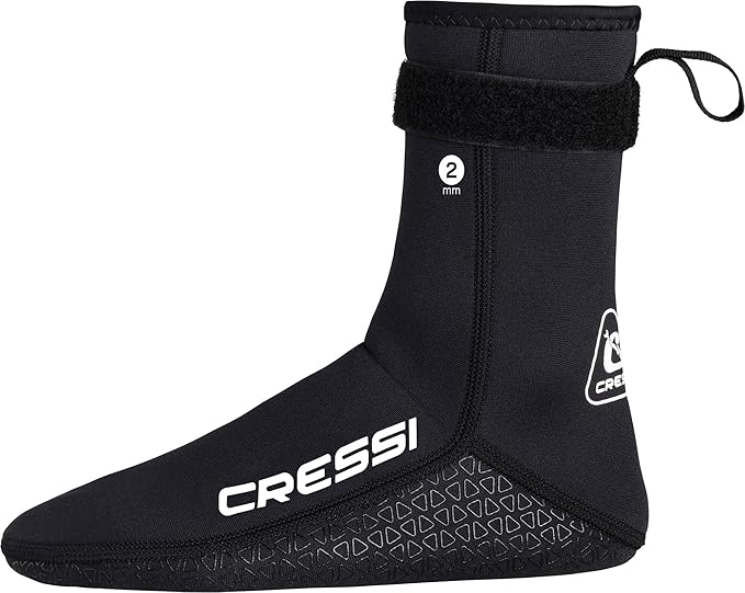 Cressi Guardian 2mm Neoprene Socks — Unisex, Mid-High with Velcro Strap