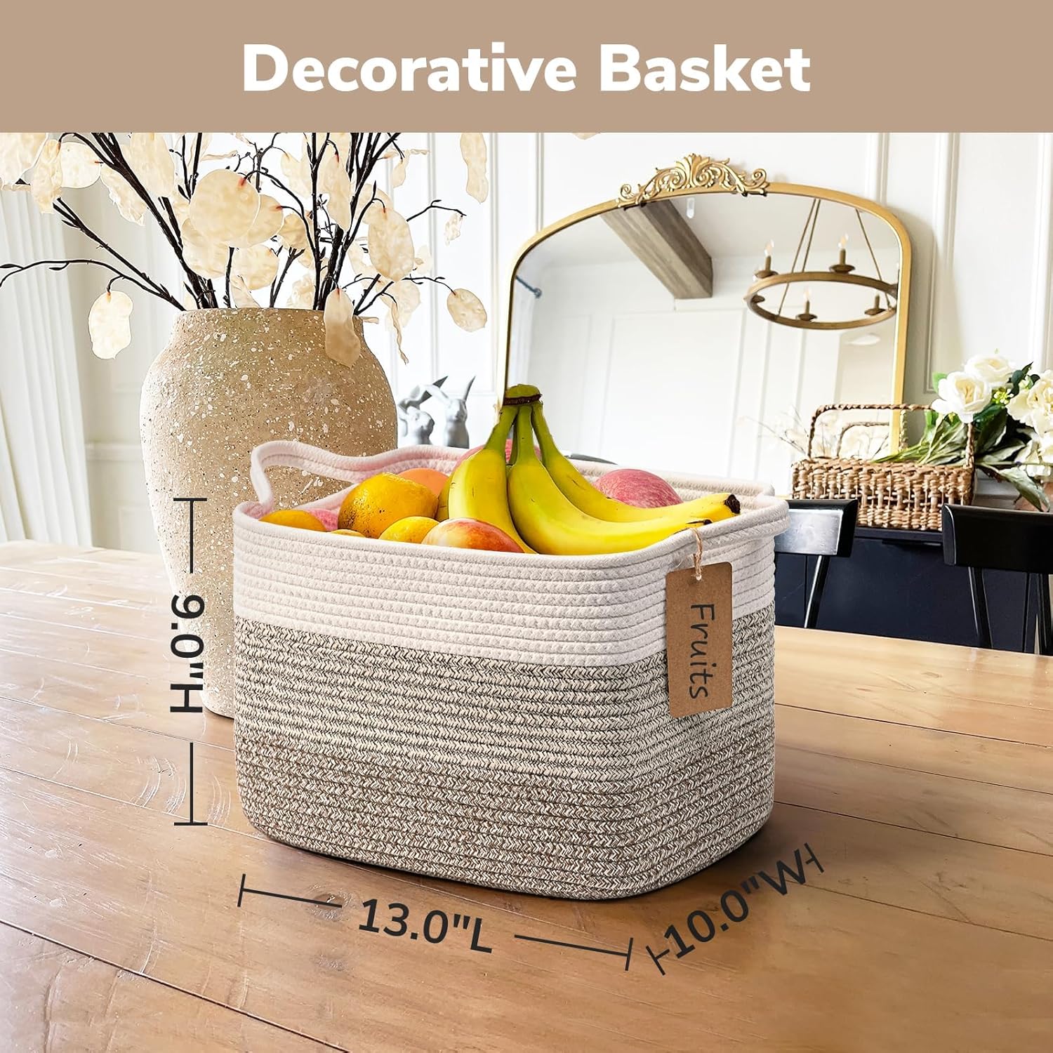 3-Piece Woven Storage Baskets for Shelves and Kids' Rooms
