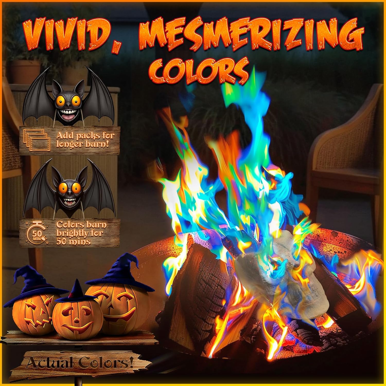 MEKKER Magical Color Fire Packets — 24-Pack for Fire Pits & Campfires
