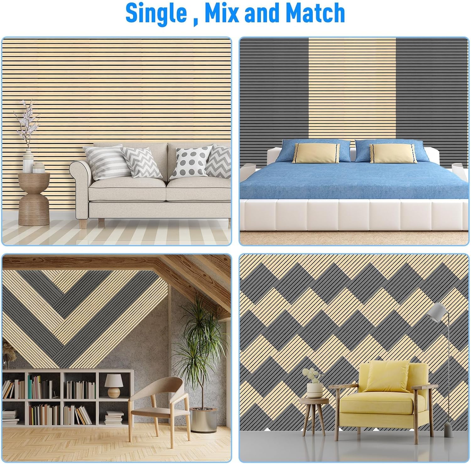 12-Pack Acoustic Wall Panels — Self-Adhesive, Soundproof, Khaki