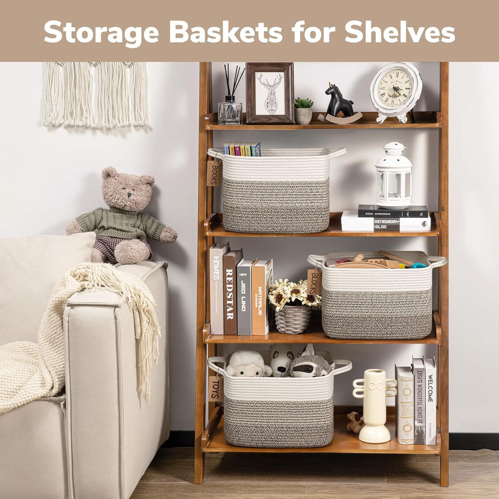 3-Piece Woven Storage Baskets for Shelves and Kids' Rooms
