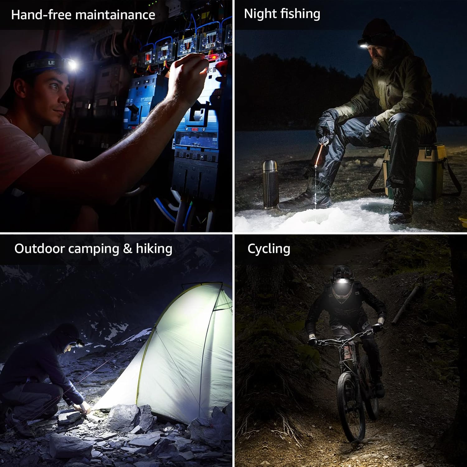 LED Headlamp — Ultra-Bright, Red Light, 6 Modes, 2-Pack