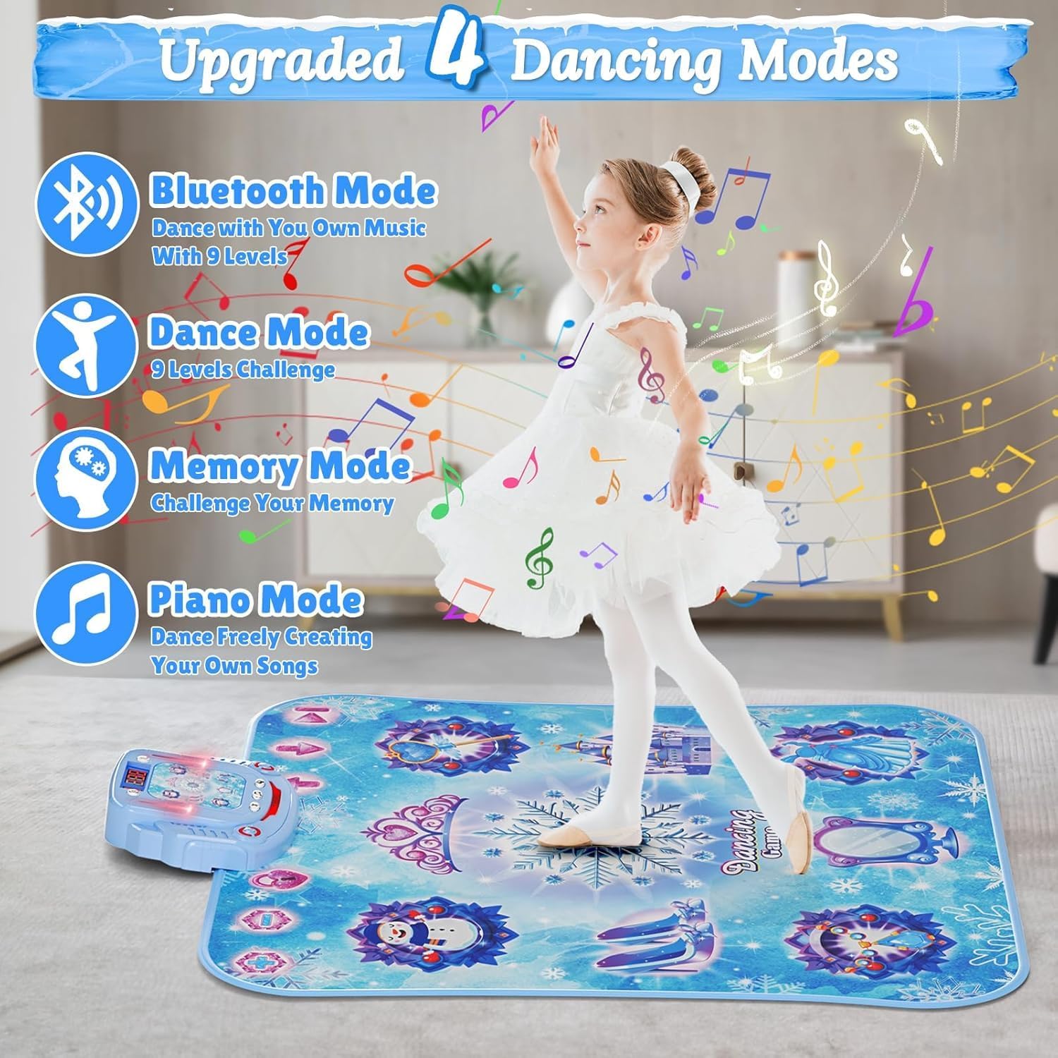Frozen Dance Mat for Kids — Bluetooth, LED Lights & Music