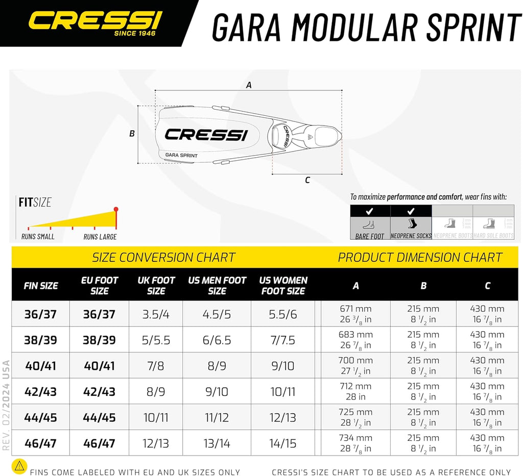 Cressi Gara Modular Sprint Freediving Fins