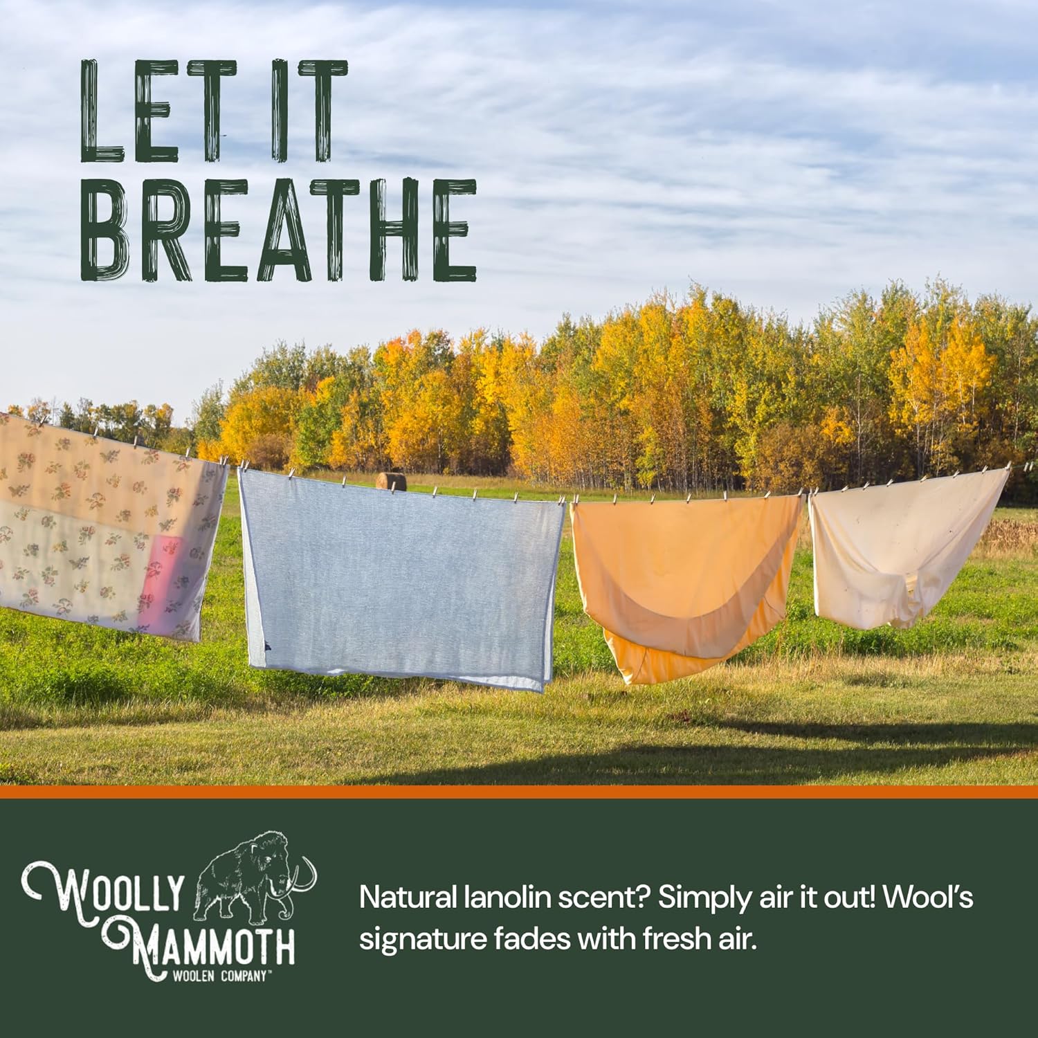 Woolly Mammoth Merino Wool Outdoor Blanket — Large, Orange
